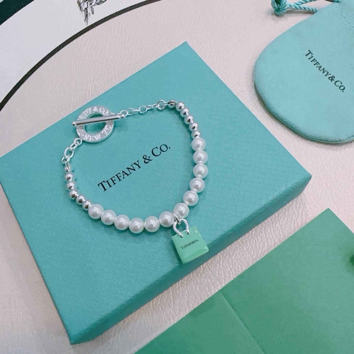 Tiffany & Co. Pearl Bracelet with Tag Charm